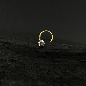 Round Zircon Nose Pin (Gold Plated)